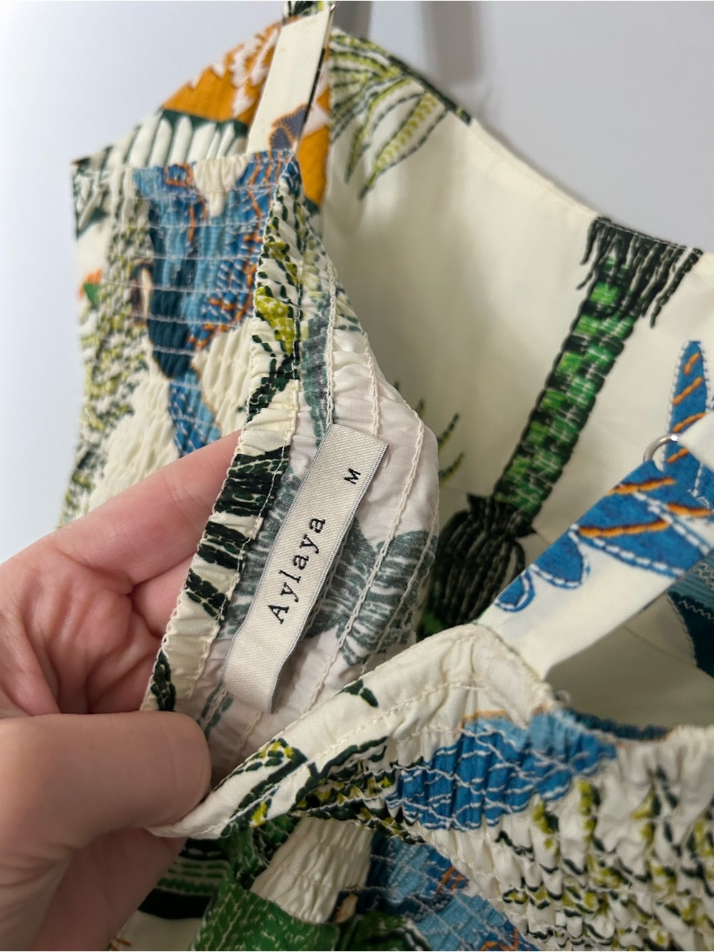 Aylaya Sabo Paulo Ivory Tropical Print Cotton Midi Dress - Picture 6 of 7